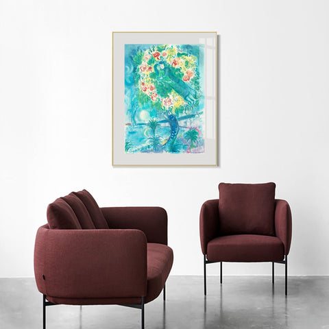 INVIN ART Mental Framed Canvas Giclee Print Art Flower 2 by Marc Chagall Wall Art Living Room Home Office Decorations