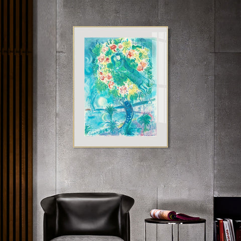 INVIN ART Mental Framed Canvas Giclee Print Art Flower 2 by Marc Chagall Wall Art Living Room Home Office Decorations