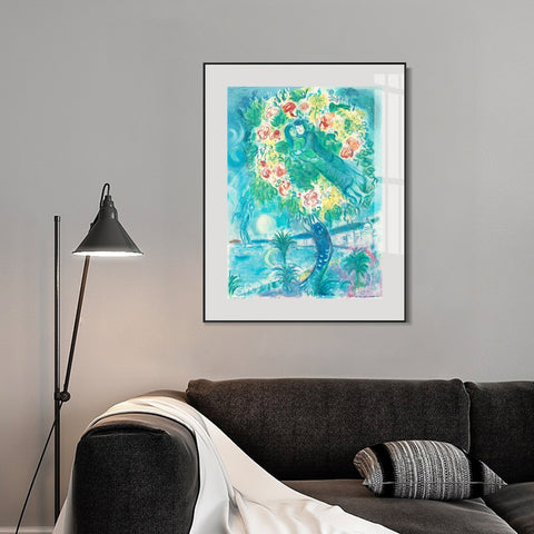 INVIN ART Mental Framed Canvas Giclee Print Art Flower 2 by Marc Chagall Wall Art Living Room Home Office Decorations
