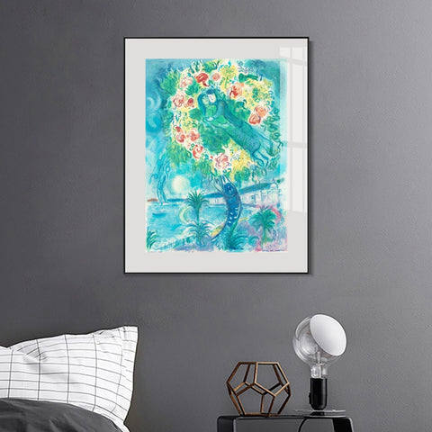 INVIN ART Mental Framed Canvas Giclee Print Art Flower 2 by Marc Chagall Wall Art Living Room Home Office Decorations