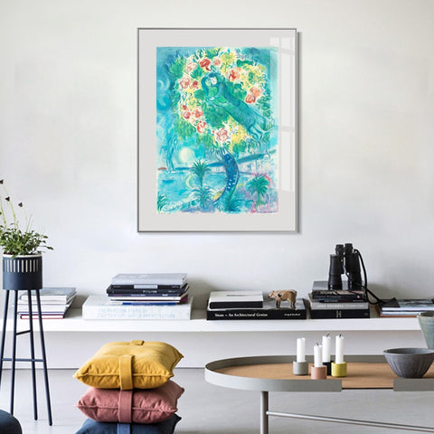 INVIN ART Mental Framed Canvas Giclee Print Art Flower 2 by Marc Chagall Wall Art Living Room Home Office Decorations