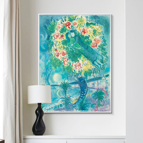 INVIN ART Framed Canvas Giclee Print Art Flower 2 by Marc Chagall Wall Art Living Room Home Office Decorations