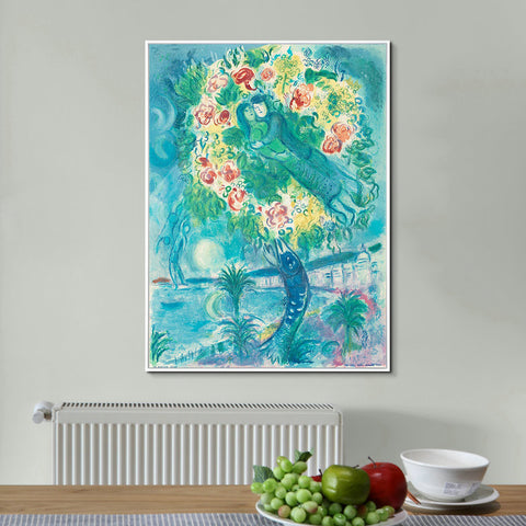 INVIN ART Framed Canvas Giclee Print Art Flower 2 by Marc Chagall Wall Art Living Room Home Office Decorations