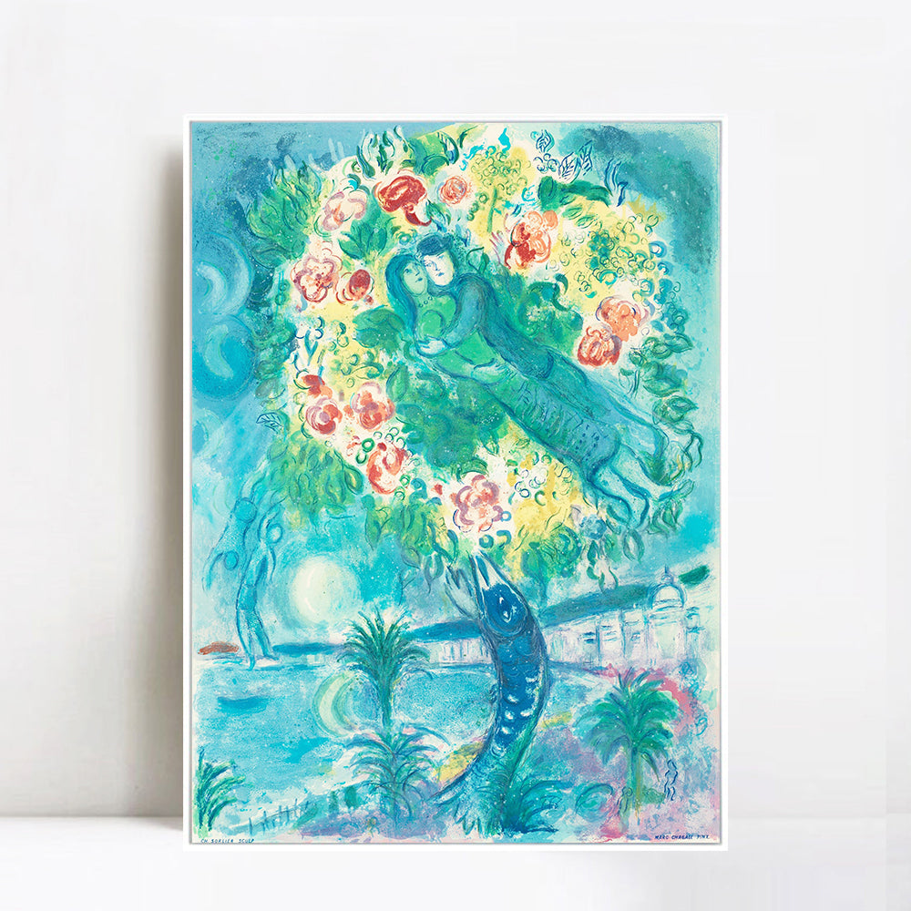 INVIN ART Framed Canvas Giclee Print Art Flower 2 by Marc Chagall Wall Art Living Room Home Office Decorations
