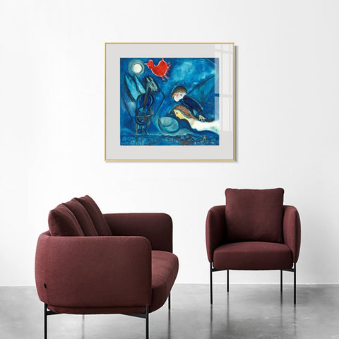 INVIN ART Mental Framed Canvas Giclee Print Art Red Rooster in The Night（Coq Rouge dans La Nuitï¼?by Marc Chagall Wall Art Living Room Home Office Decorations