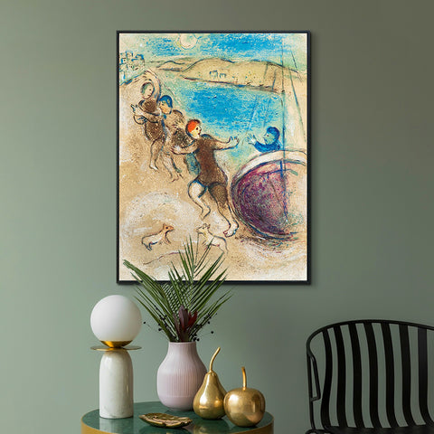 INVIN ART Framed Canvas Giclee Print Art Hanging by Marc Chagall Wall Art Living Room Home Office Decorations