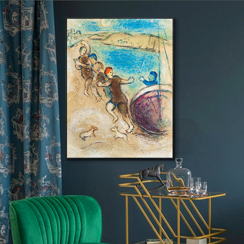 INVIN ART Framed Canvas Giclee Print Art Hanging by Marc Chagall Wall Art Living Room Home Office Decorations