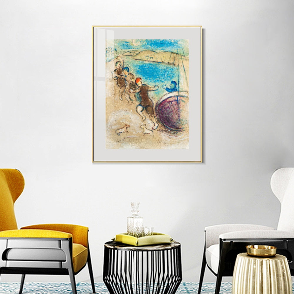 INVIN ART Mental Framed Canvas Giclee Print Art Hanging by Marc Chagall Wall Art Living Room Home Office Decorations