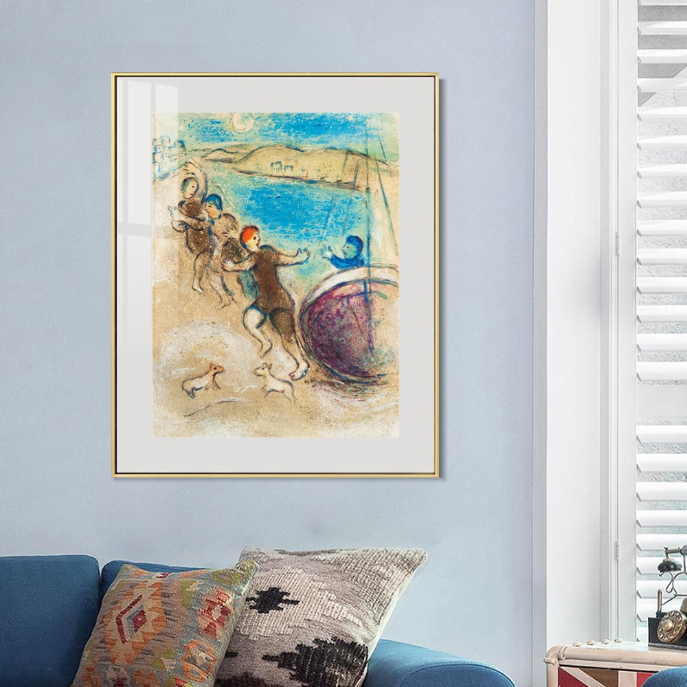 INVIN ART Mental Framed Canvas Giclee Print Art Hanging by Marc Chagall Wall Art Living Room Home Office Decorations