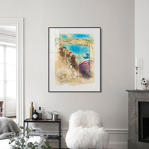 INVIN ART Mental Framed Canvas Giclee Print Art Hanging by Marc Chagall Wall Art Living Room Home Office Decorations