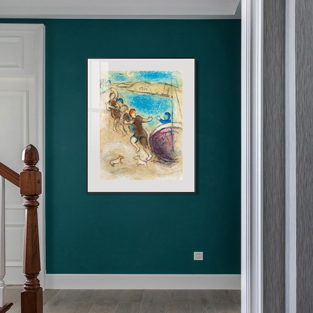 INVIN ART Mental Framed Canvas Giclee Print Art Hanging by Marc Chagall Wall Art Living Room Home Office Decorations