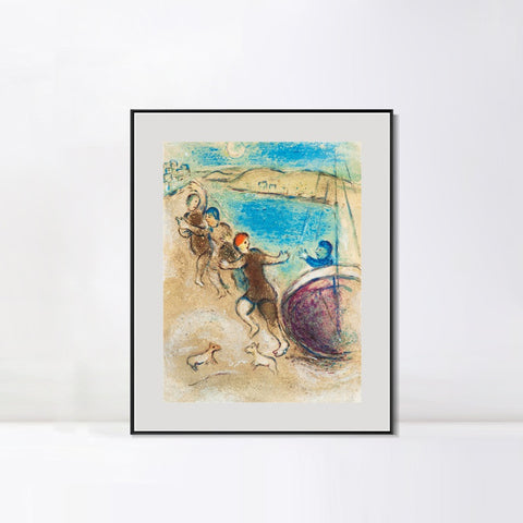 INVIN ART Mental Framed Canvas Giclee Print Art Hanging by Marc Chagall Wall Art Living Room Home Office Decorations