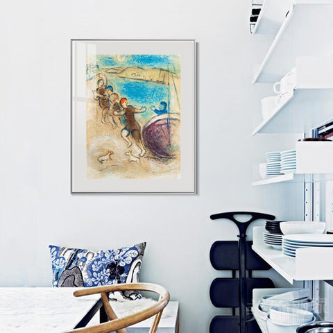 INVIN ART Mental Framed Canvas Giclee Print Art Hanging by Marc Chagall Wall Art Living Room Home Office Decorations