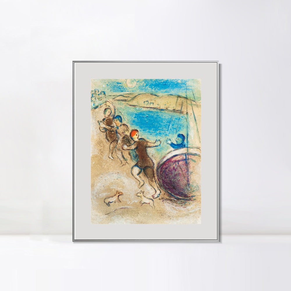 INVIN ART Mental Framed Canvas Giclee Print Art Hanging by Marc Chagall Wall Art Living Room Home Office Decorations