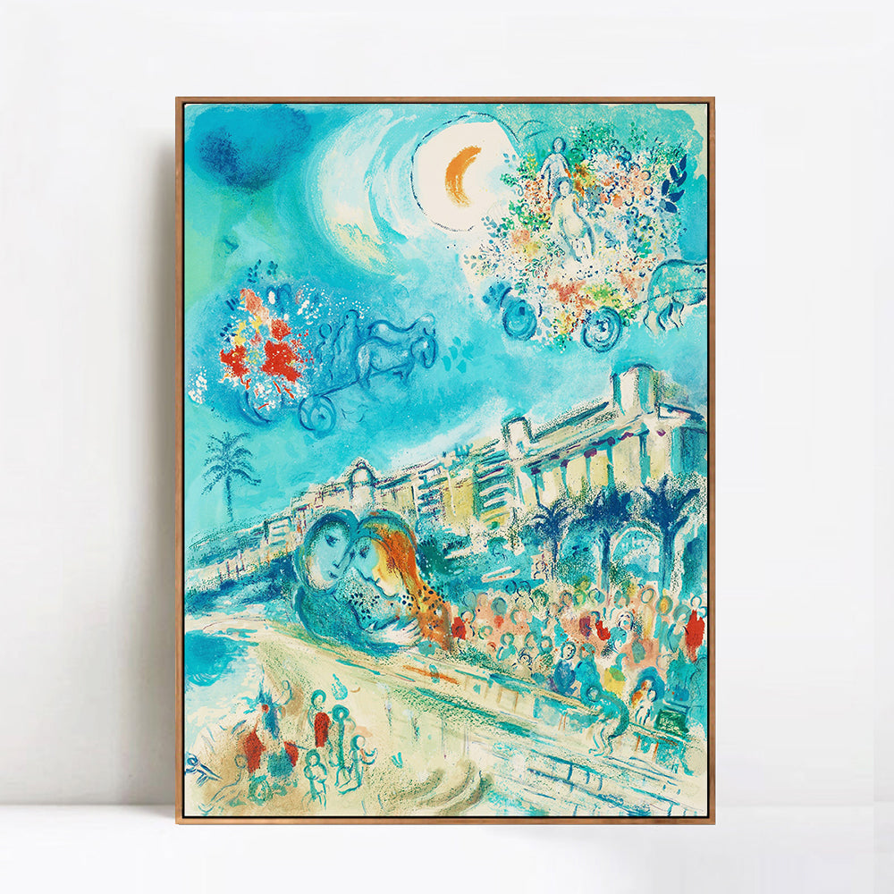 INVIN ART Framed Canvas Giclee Print Art Hug Bataille de Fleurs by Marc Chagall Wall Art