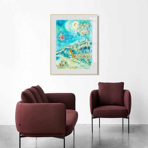 INVIN ART Mental Framed Canvas Giclee Print Art Hug Bataille de Fleurs by Marc Chagall Wall Art Living Room Home Office Decorations