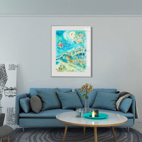 INVIN ART Mental Framed Canvas Giclee Print Art Hug Bataille de Fleurs by Marc Chagall Wall Art Living Room Home Office Decorations