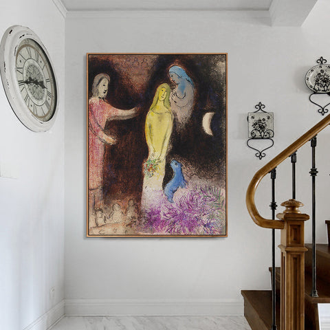 INVIN ART Framed Canvas Giclee Print Art Ablution by Marc Chagall Wall Art Living Room Home Office Decorations
