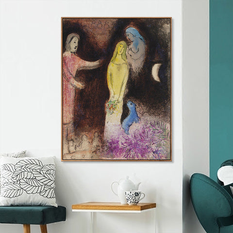 INVIN ART Framed Canvas Giclee Print Art Ablution by Marc Chagall Wall Art Living Room Home Office Decorations