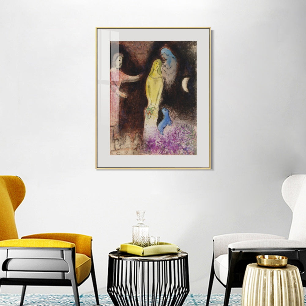 INVIN ART Mental Framed Canvas Giclee Print Art Ablution by Marc Chagall Wall Art Living Room Home Office Decorations