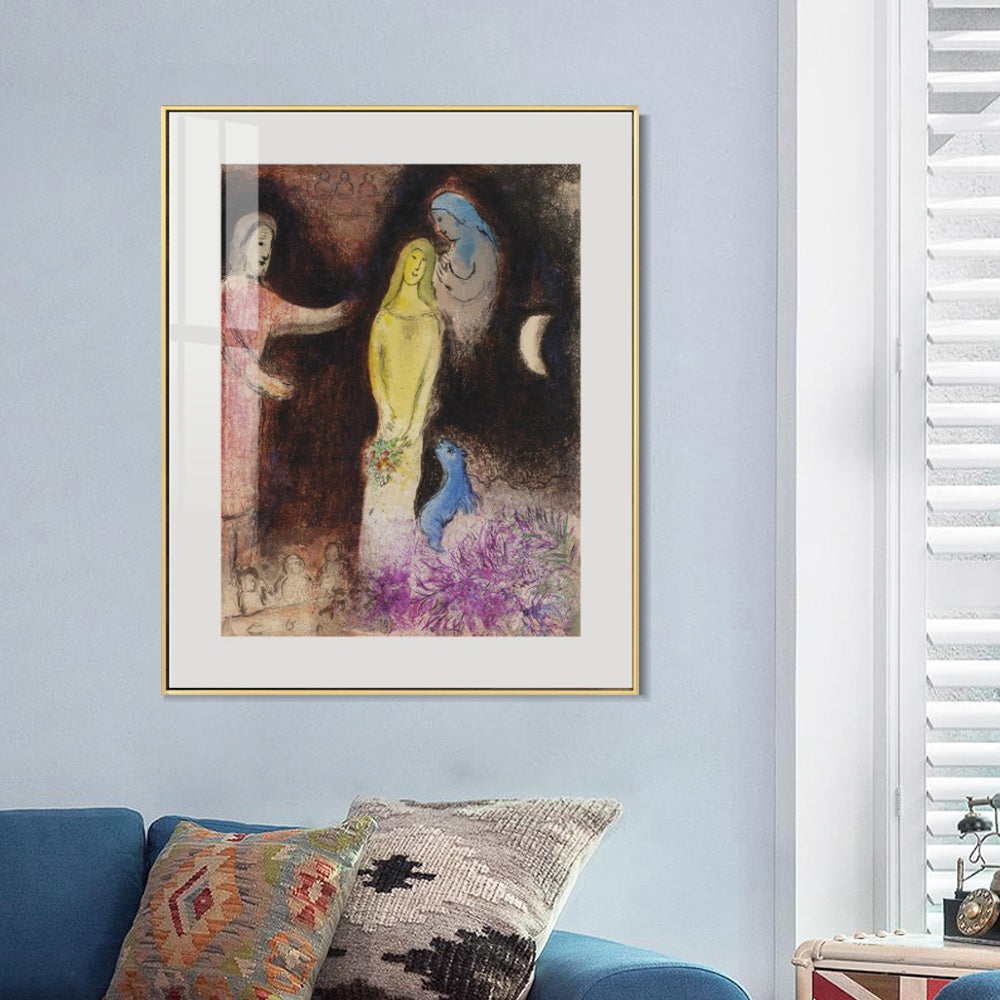 INVIN ART Mental Framed Canvas Giclee Print Art Ablution by Marc Chagall Wall Art Living Room Home Office Decorations