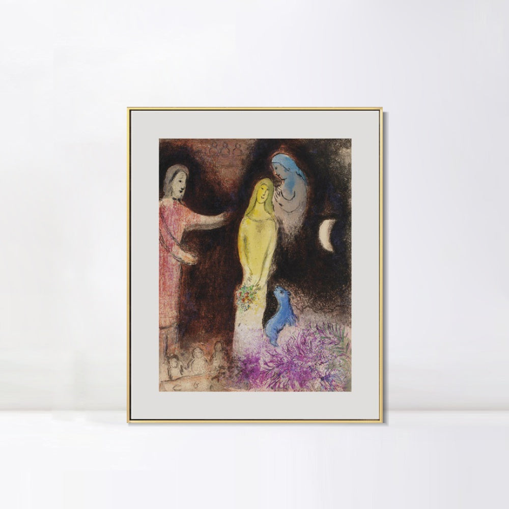 INVIN ART Mental Framed Canvas Giclee Print Art Ablution by Marc Chagall Wall Art Living Room Home Office Decorations