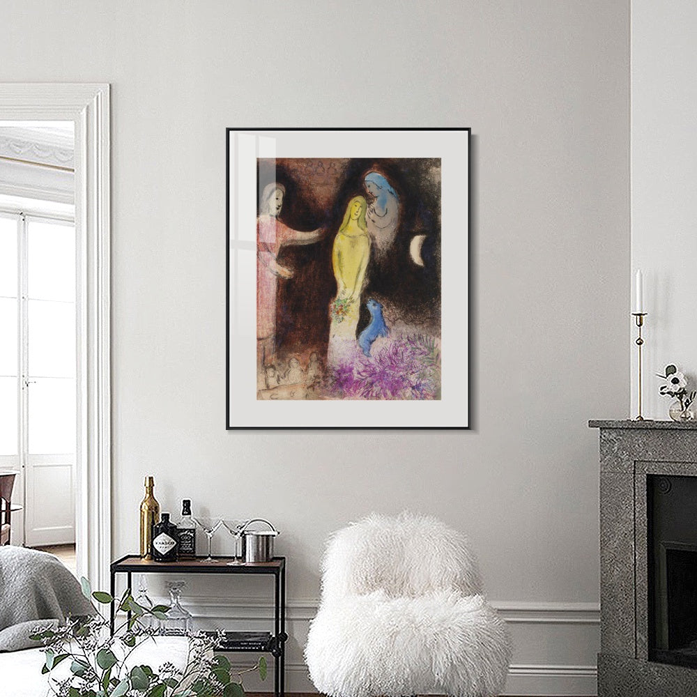 INVIN ART Mental Framed Canvas Giclee Print Art Ablution by Marc Chagall Wall Art Living Room Home Office Decorations