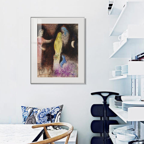 INVIN ART Mental Framed Canvas Giclee Print Art Ablution by Marc Chagall Wall Art Living Room Home Office Decorations