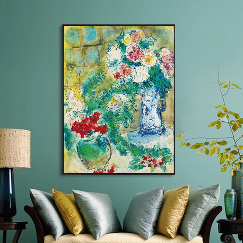 INVIN ART Framed Canvas Giclee Print Art Flower#18 by Marc Chagall Wall Art Living Room Home Office Decorations