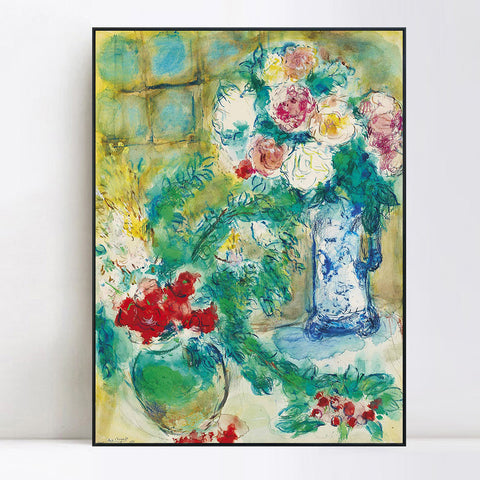 INVIN ART Framed Canvas Giclee Print Art Flower#18 by Marc Chagall Wall Art Living Room Home Office Decorations