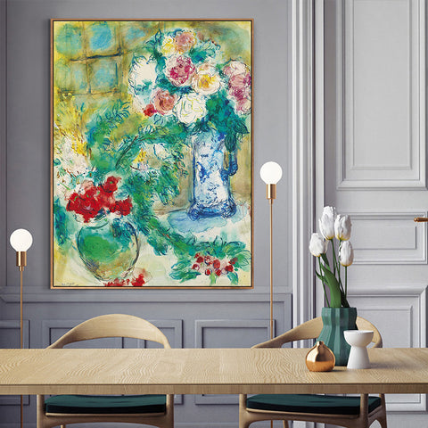 INVIN ART Framed Canvas Giclee Print Art Flower#18 by Marc Chagall Wall Art Living Room Home Office Decorations