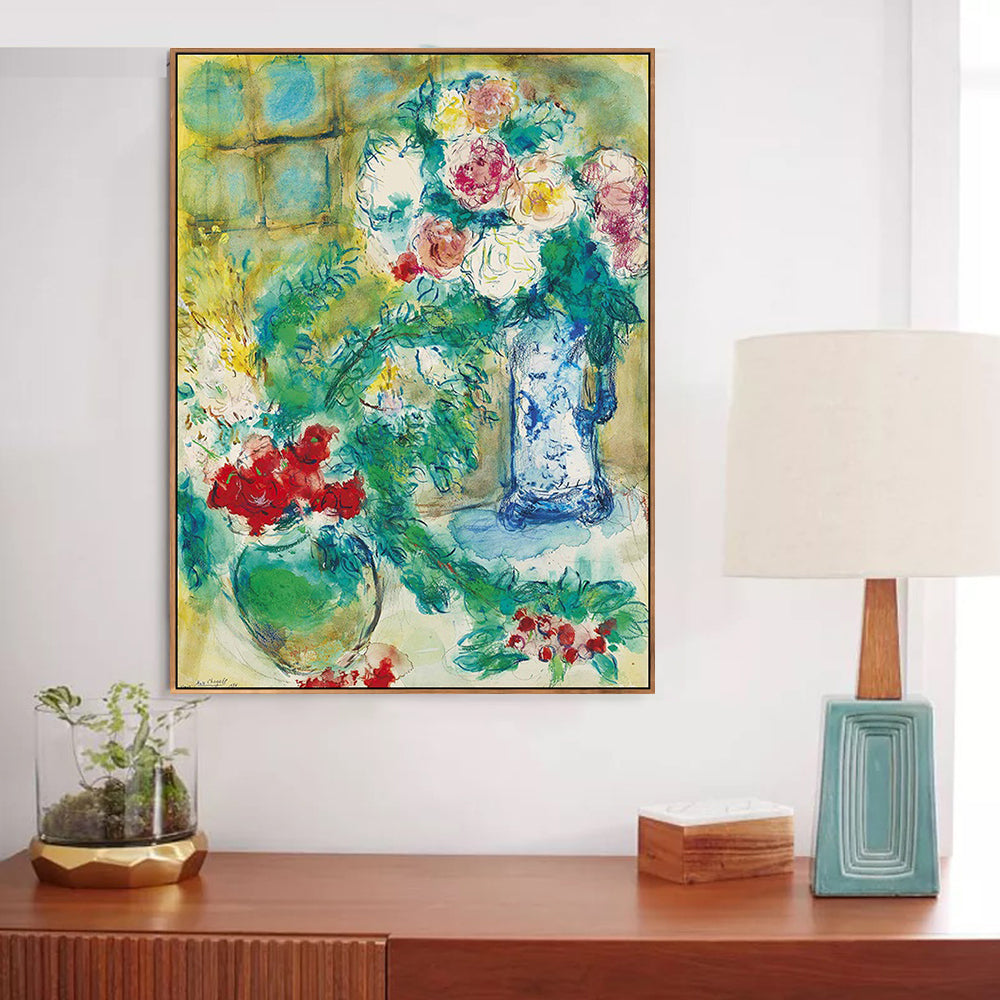 INVIN ART Framed Canvas Giclee Print Art Flower#18 by Marc Chagall Wall Art Living Room Home Office Decorations