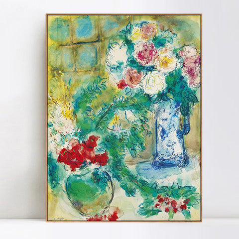 INVIN ART Framed Canvas Giclee Print Art Flower#18 by Marc Chagall Wall Art Living Room Home Office Decorations