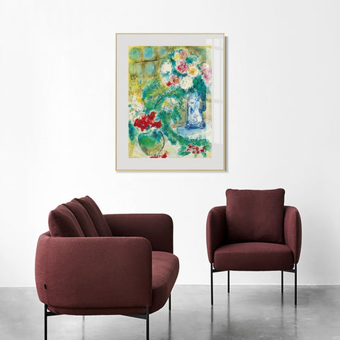 INVIN ART Mental Framed Canvas Giclee Print Art Flower 18 by Marc Chagall Wall Art Living Room Home Office Decorations