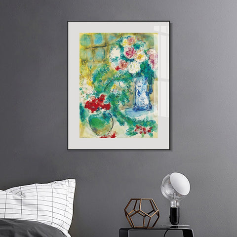 INVIN ART Mental Framed Canvas Giclee Print Art Flower 18 by Marc Chagall Wall Art Living Room Home Office Decorations