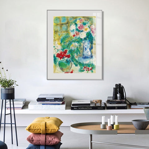 INVIN ART Mental Framed Canvas Giclee Print Art Flower 18 by Marc Chagall Wall Art Living Room Home Office Decorations