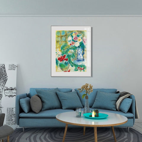 INVIN ART Mental Framed Canvas Giclee Print Art Flower 18 by Marc Chagall Wall Art Living Room Home Office Decorations