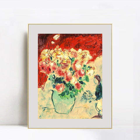 INVIN ART Mental Framed Canvas Giclee Print Art Series#27 by Marc Chagall Wall Art Living Room Home Office Decorations