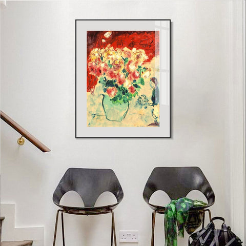 INVIN ART Mental Framed Canvas Giclee Print Art Series#27 by Marc Chagall Wall Art Living Room Home Office Decorations