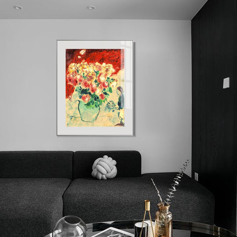 INVIN ART Mental Framed Canvas Giclee Print Art Series#27 by Marc Chagall Wall Art Living Room Home Office Decorations