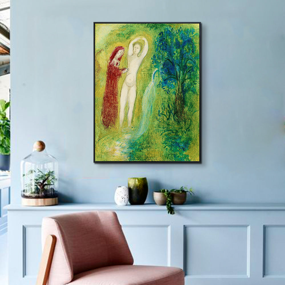 INVIN ART Framed Canvas Giclee Print Art Naked Woman by Marc Chagall Wall Art Living Room Home Office Decorations