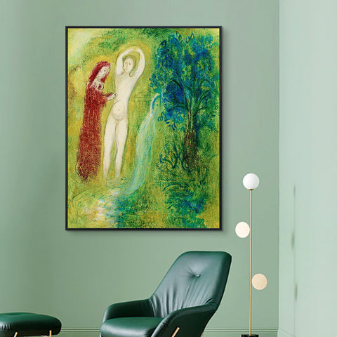 INVIN ART Framed Canvas Giclee Print Art Naked Woman by Marc Chagall Wall Art Living Room Home Office Decorations