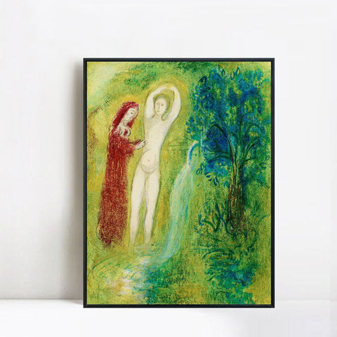 INVIN ART Framed Canvas Giclee Print Art Naked Woman by Marc Chagall Wall Art Living Room Home Office Decorations