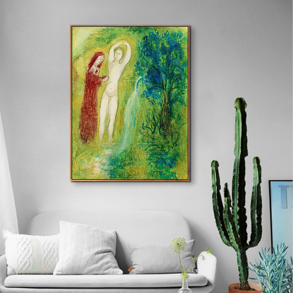 INVIN ART Framed Canvas Giclee Print Art Naked Woman by Marc Chagall Wall Art Living Room Home Office Decorations