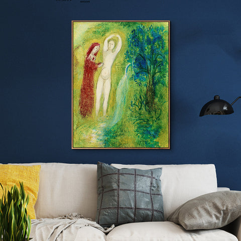 INVIN ART Framed Canvas Giclee Print Art Naked Woman by Marc Chagall Wall Art Living Room Home Office Decorations