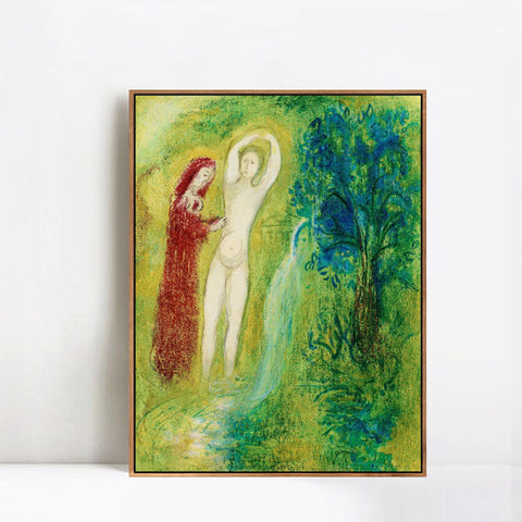 INVIN ART Framed Canvas Giclee Print Art Naked Woman by Marc Chagall Wall Art Living Room Home Office Decorations