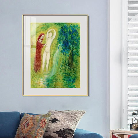 INVIN ART Mental Framed Canvas Giclee Print Art Naked woman by Marc Chagall Wall Art Living Room Home Office Decorations