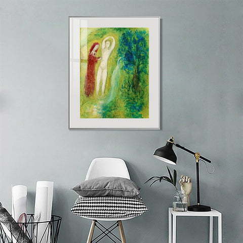 INVIN ART Mental Framed Canvas Giclee Print Art Naked woman by Marc Chagall Wall Art Living Room Home Office Decorations