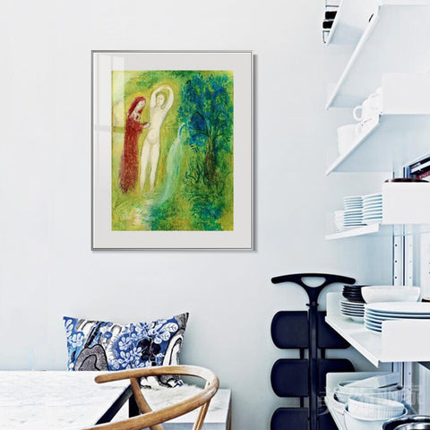 INVIN ART Mental Framed Canvas Giclee Print Art Naked woman by Marc Chagall Wall Art Living Room Home Office Decorations