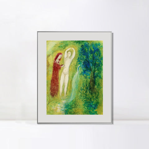 INVIN ART Mental Framed Canvas Giclee Print Art Naked woman by Marc Chagall Wall Art Living Room Home Office Decorations